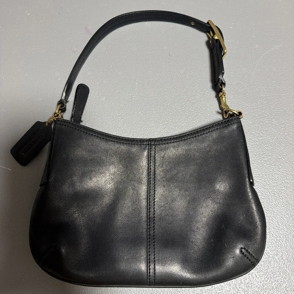 Vintage Coach 9844 Demi Hobo Baguette Hand Bag Leather Purse Black